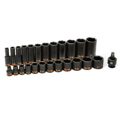 GEARWRENCH 25 Piece 3/8" Drive 6 Point SAE Hi-Viz Standard & Deep Impact Socket Set