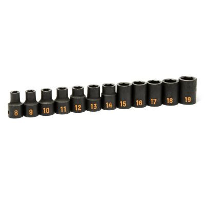 GEARWRENCH 12 Piece 1/2" Drive 6 Point Metric Hi-Viz Impact Socket Set
