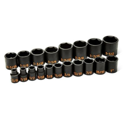 GEARWRENCH 19 Piece 1/2" Drive 6 Point SAE Hi-Viz Impact Socket Set