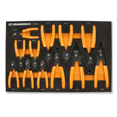 GEARWRENCH 12 Piece Convertible Push Button Snap Ring Pliers Set in Foam Tray