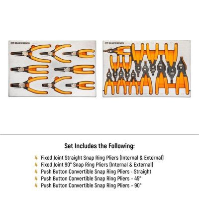 GEARWRENCH 20 Piece Snap Ring Pliers Sets in Premium Foam Trays