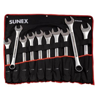 SUNEX 10-PC SAE Raised Panel Jumbo Combination Wrench Set