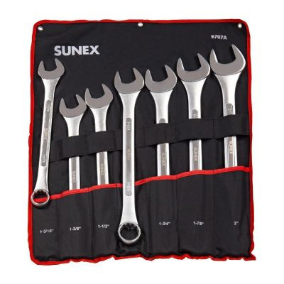 SUNEX 7 Piece SAE Raised Panel Jumbo Combination Wrench Set