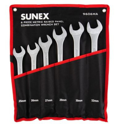 SUNEX 6 Pc. Metric Raised Panel Combination Wrench Set