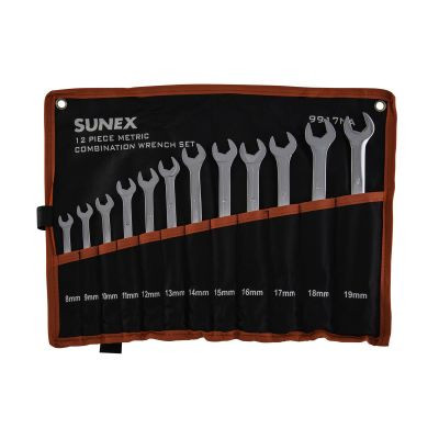 SUNEX 12 Pc. Metric Full Polish V-Groove Combination Wre