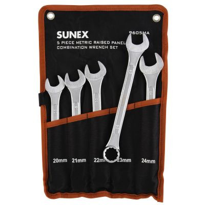 SUNEX 5-PC Metric Raised Panel Combi Wrench Set