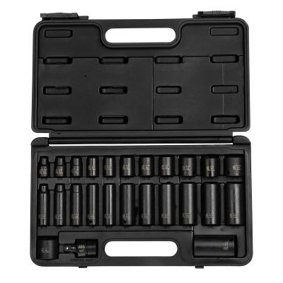 SUNEX SOCKET SET, 3/8" DRIVE SAE IMPACT SET 25 PCS