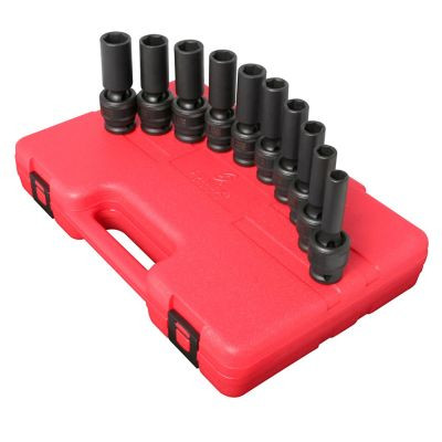 SUNEX SOCKET SET IMPACT 1/2IN. DRIVE 10PC UNIV DEEP MET