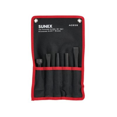 SUNEX Air Hammer Chisel Standard 5 Piece Set in Portable Tool Roll