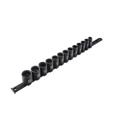 SUNEX 1/2" Dr. 13pc Metric 12-Point Impact Socket Rail Set