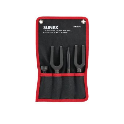 SUNEX Air Hammer Chisel Pneumatic Separator 4 Piece Set in Portable Tool Roll
