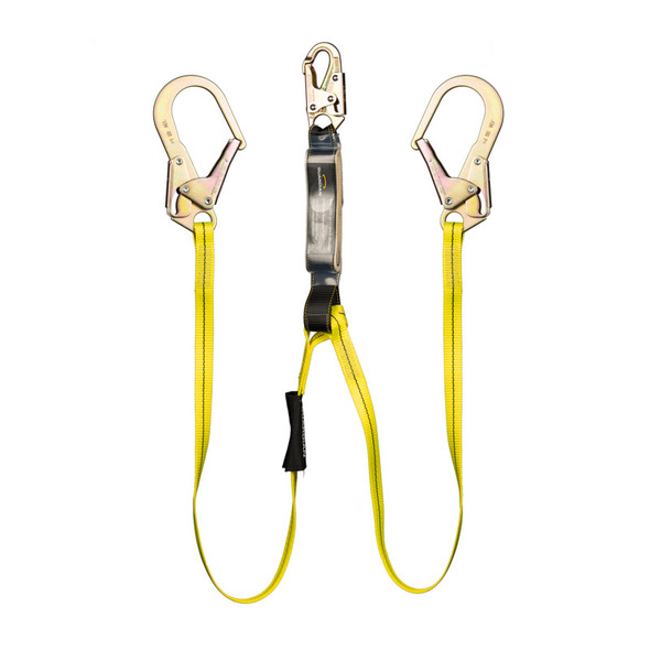 Guardian Falls 4' Double Leg Shock Absorbing Lanyard w/ Steel Rebar Hooks