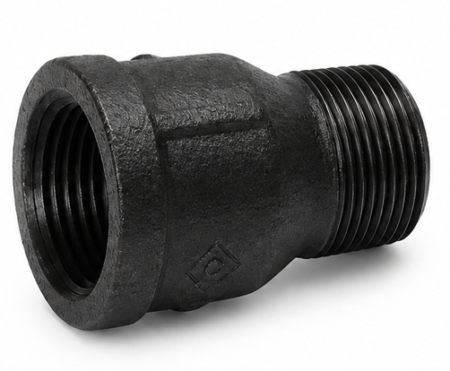 150# Black Malleable Iron Extension Piece with female NPT x male NPT threaded connections for extending pipe runs. Available in sizes 1/2" through 2" for plumbing, industrial, HVAC, fire protection, compressed air, and mechanical piping systems.