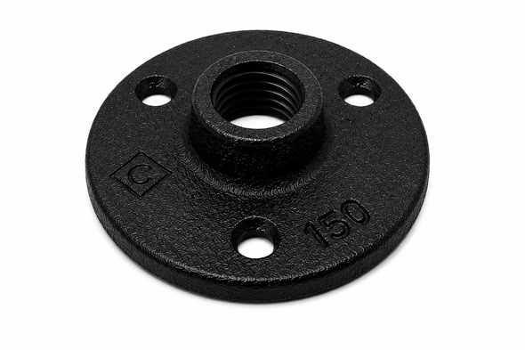 150# Black Malleable Iron Floor Flange with Female NPT Threads
