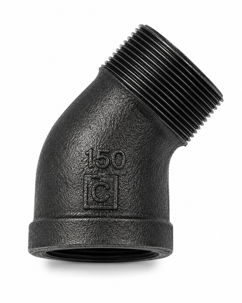150# Black Malleable Iron 45° Street Elbow Specifications, Features, Applications and Available Sizes 1/8" Through 6"
