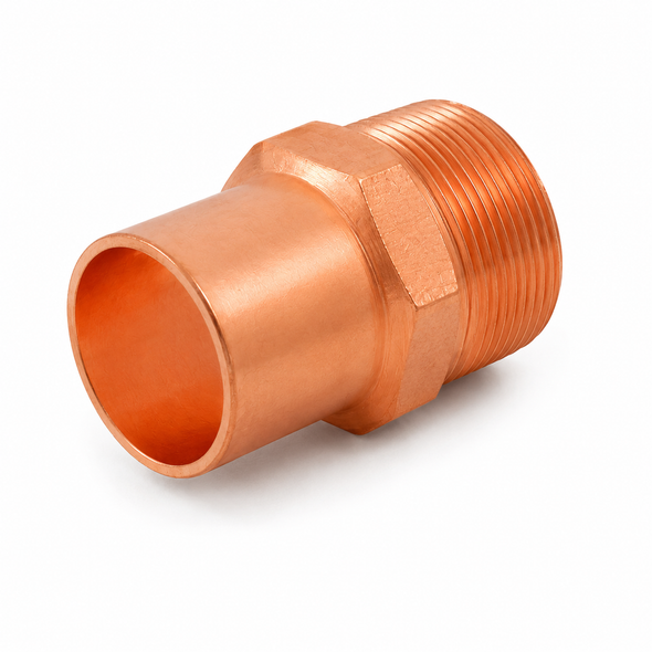 Domestic Wrot Copper Fitting x Male NPT Street Adapter with copper fitting end and male NPT threaded connection for plumbing, HVAC, refrigeration, and industrial piping applications.
