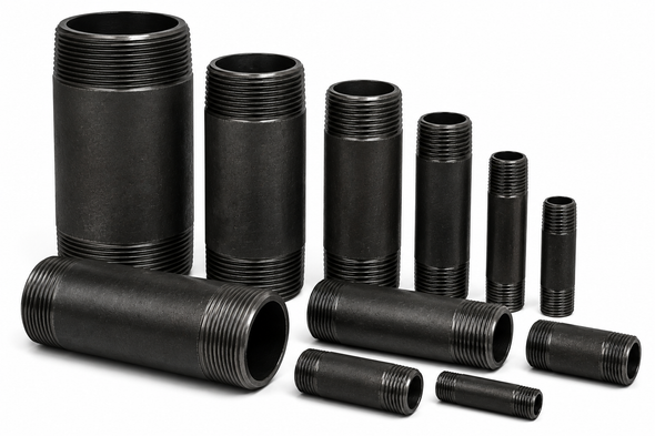 ASC extra heavy black steel pipe nipples in assorted sizes and lengths
