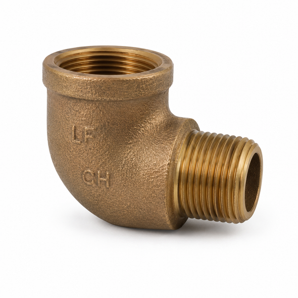 Charman lead-free bronze 90 degree street elbow with male NPT and female NPT connections