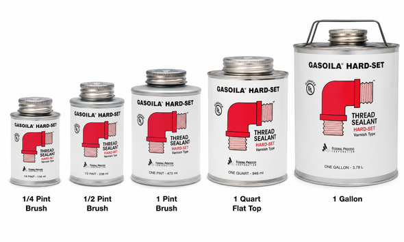 Gasoila Hard-Set thread sealant with PTFE in assorted container sizes