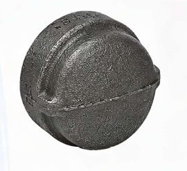 Ductile iron threaded cap with female NPT connection on a white background.