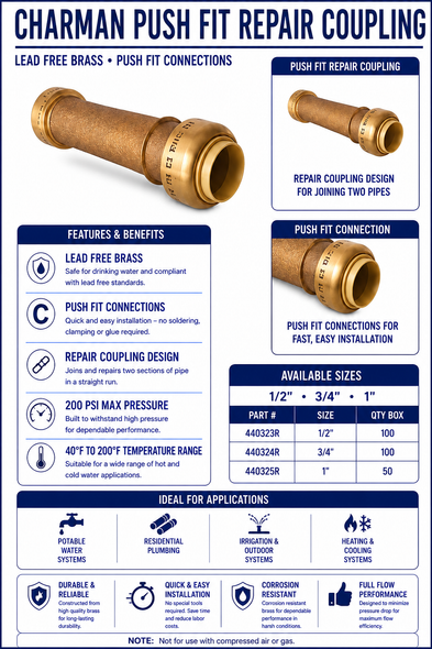 Charman Push Fit Repair Coupling - Spec Sheet