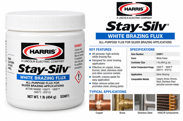 Harris Stay-Silv White Paste Brazing Flux - 1 lb Jar - Features, Specifications & Applications