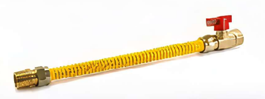 5/8" OD Yellow Coated Gas Connector with Straight Ball Valve - 1/2" MIP x 1/2" FIP
