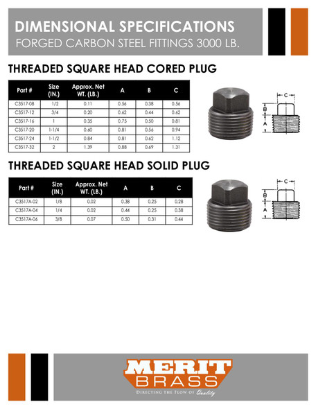 3000# Forged Steel Square Head Threaded Plug Data Sheet