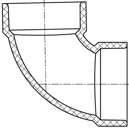 PVC DWV 90° Elbow Short Bend (HUB x HUB)