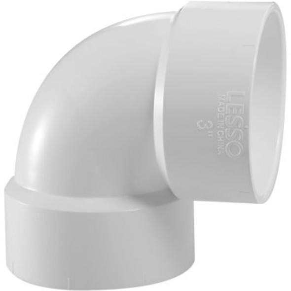 PVC DWV 90° Elbow Short Bend (HUB x HUB)