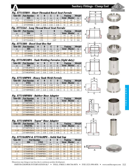 Sanitary Bevel Seat Hex Nut ASC Catalog Page