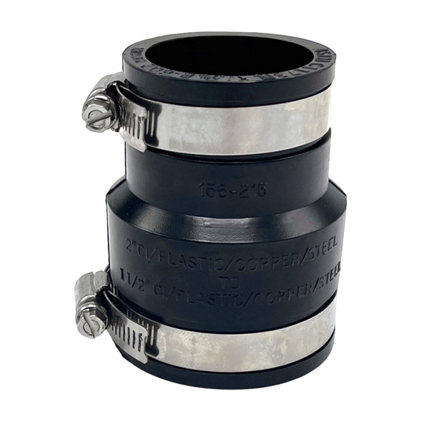 Rubber Transition Coupling 2″ X 1 1/2″ Cast Iron/PVC X Cast Iron/PVC