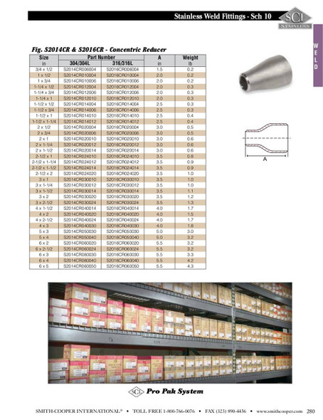 Sch10 316 SS Weld Concentric Reducer Cut Sheet