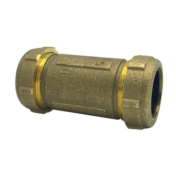 3/8″ Short Brass Compression Coupling (Lead-Free)