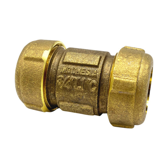 3/4″ Short Brass Compression Coupling (Lead-Free)