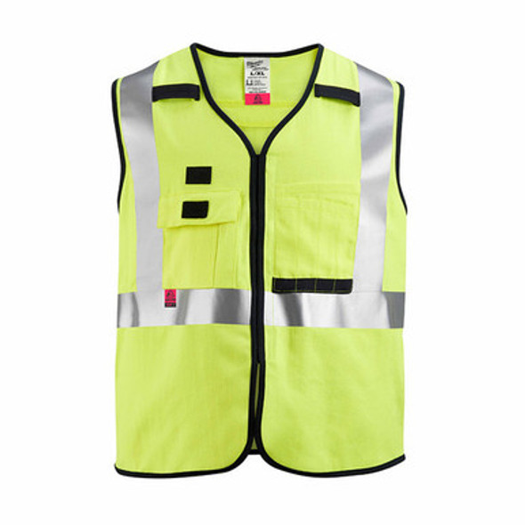 Milwaukee 48-73-5303 AR/FR Cat. 1 Class 2 High Visibility Yellow Safety Vest - 2XL/3XL