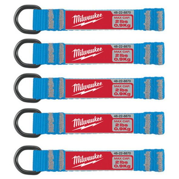Milwaukee 48-22-8870 5 Piece 2lb Nylon Web Metal D-Ring Web Attachment Set