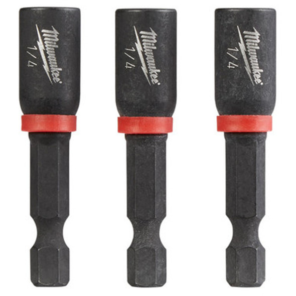 Milwaukee 49-66-4522 SHOCKWAVE 1/4 X 1-7/8 Impact Magnetic Nut Driver 3PK