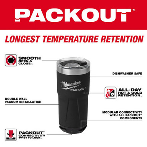 Milwaukee 48-22-8392B PACKOUT 20oz Tumbler - Black