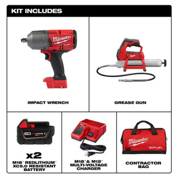 Milwaukee 2767-22GR M18 FUEL HTIW w/ Grease Gun Kit
