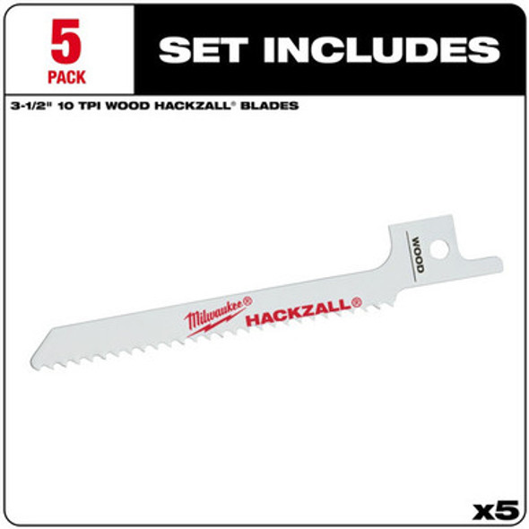 Milwaukee 49-00-5324 M12 Hackzall Blade 3.5" Metal Scroll 5-Pack