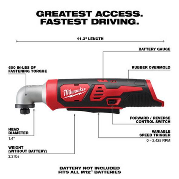 Milwaukee 2467-20 M12 1/4" Hex Right Angle Impact Driver (Tool Only)