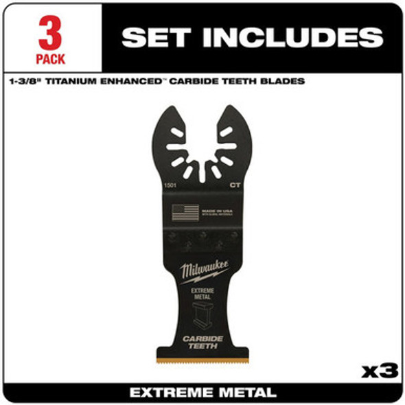 Milwaukee 49-25-1503 MILWAUKEE® OPEN-LOK 1-3/8" TITANIUM ENHANCED CARBIDE TEETH METAL BLADE 3PK
