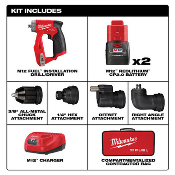 Milwaukee 2505-22 M12 FUEL Installation Drill/Driver Kit