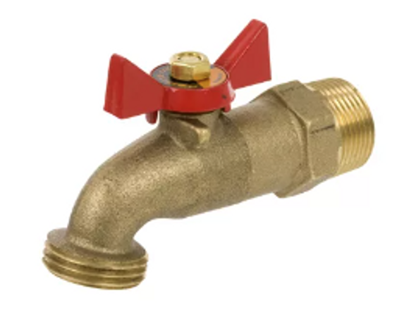 Brass No Kink Hose Bibb, MIP Inlet 1/4 Turn