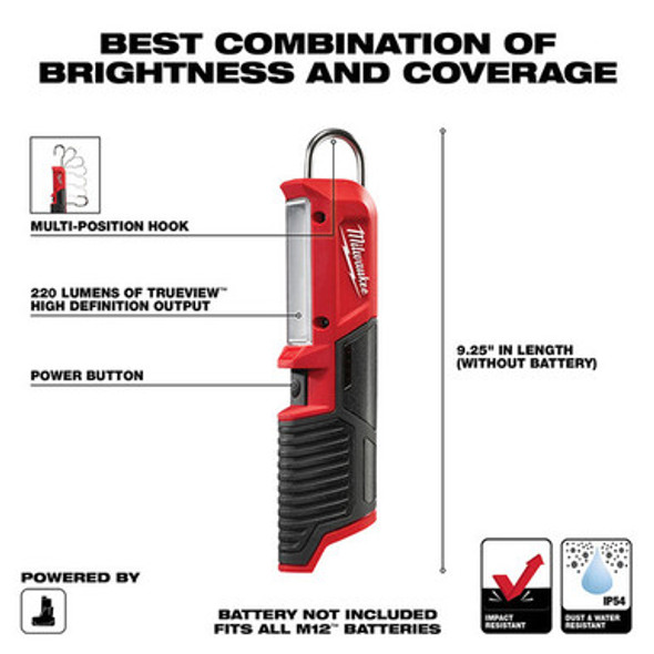 Milwaukee 2351-20 M12 12V Cordless Lithium-Ion LED Stick Light, Bare Tool