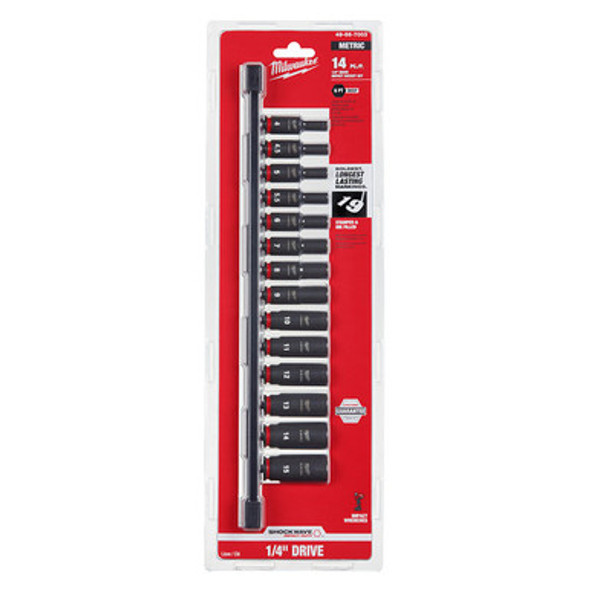 Milwaukee 49-66-7003 14PC SHOCKWAVE Impact Duty 1/4" Drive Metric Deep 6 Point Socket Set
