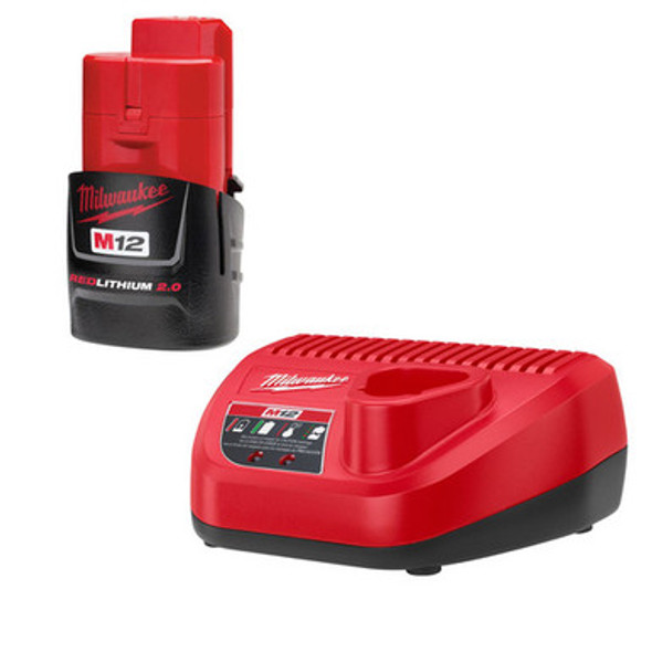 Milwaukee 48-59-2420 M12 Li-Ion 2.0 Battery and Charger Starter Kit