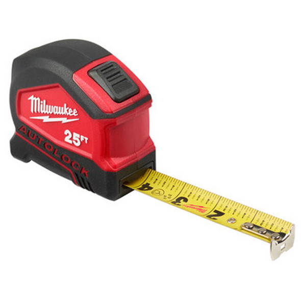 Milwaukee 48-22-6825 25 Ft Compact Nylon Bond Blade Protection Auto Lock Tape