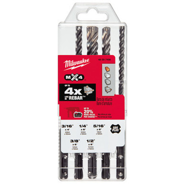Milwaukee 48-20-7498 SDS-Plus 4CT MX4 Kit, 5 Pack
